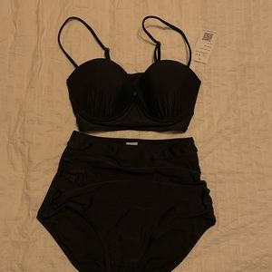 High waisted bathing suit.